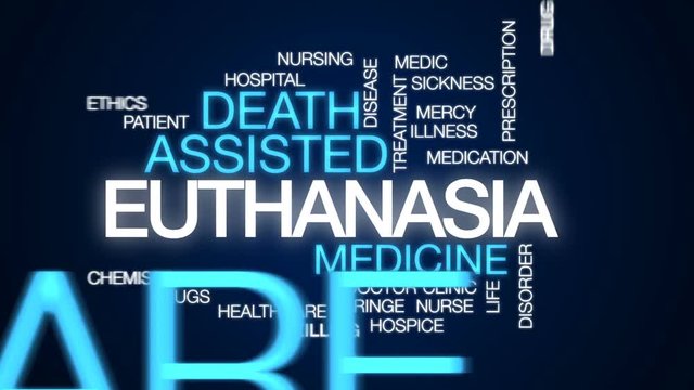 Euthanasia animated word cloud, text design animation.
