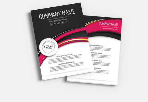 Brochure Cover Layout with Pink and Yellow Accents 1