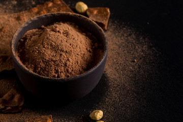 Сocoa powder  chocolate nuts pieces