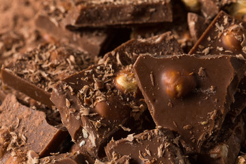 Broken chocolate nuts pieces