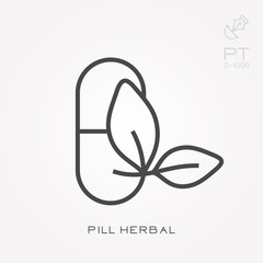 Line icon pill herbal