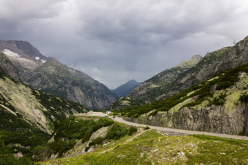 Fototapeta na wymiar Grimsel pass and barrage in Switzerland in Alps