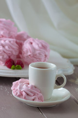 Zephyr or marshmallow with raspberry flavor