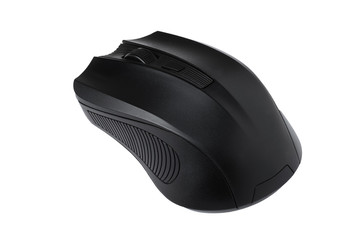 Сomputer mouse, black, on white background, isolated.