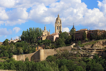 Fototapeta na wymiar Segovia, Spain. Gothic cathedral in sunny day