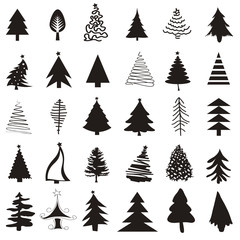 Fototapeta premium Christmas tree icon set