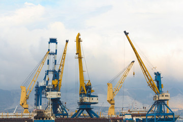 Fototapeta na wymiar Harbor cranes in the port