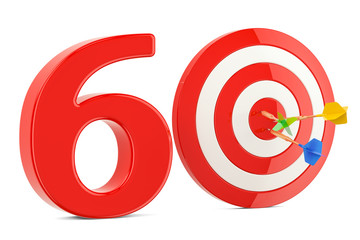 Target 60, success and achievement concept. 3D rendering
