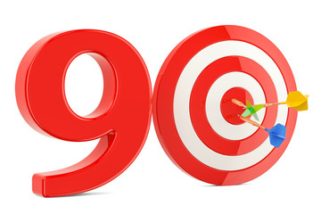 Target 90, success and achievement concept. 3D rendering