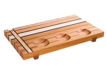 wooden sushi stand stands diagonally