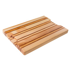 wooden cutting board on white background