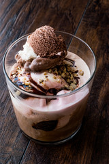 Affogato coffee and ice cream in glass.