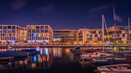 Dortmund Phönixsee bei Nacht mit bunter Beleuchtung © Marcus Retkowietz