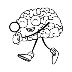Cute brain searching something icon vector illustration graphic design