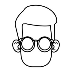 Cute boy with glasses cartoon icon vector illustration graphic design