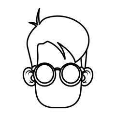 Cute boy with glasses cartoon icon vector illustration graphic design