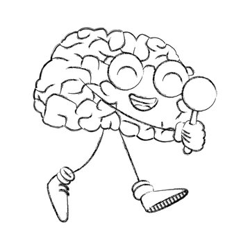 Cute brain searching something icon vector illustration graphic design