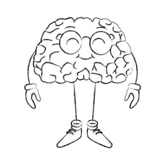 Cute brain cartoon icon vector illustration graphic design