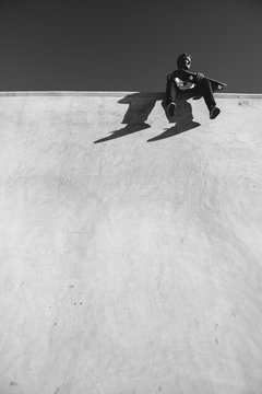 Skater on half pipe wall