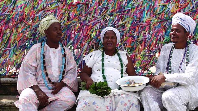 Candomble group at Bonfim Church in Salvador, Bahia, Brazil