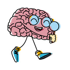 Cute brain searching something icon vector illustration graphic design