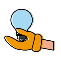 Glovehand with bulb icon vector illustration graphic design
