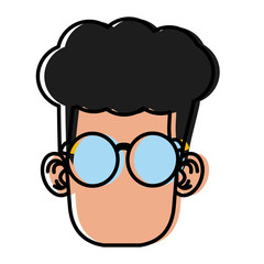 Cute boy with glasses cartoon icon vector illustration graphic design