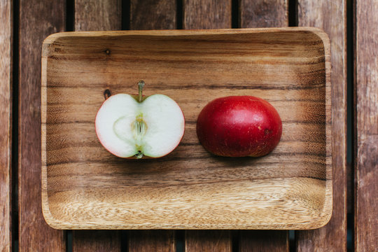 Juicy halfs of an apple