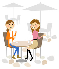 カフェでおしゃべりする女性達