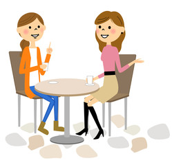 カフェでおしゃべりする女性達