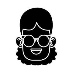 Cute girl with glasses cartoon icon vector illustration graphic design