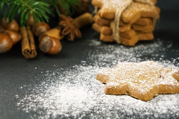 Fototapeta na wymiar Gingerbread cookies Christmas theme 