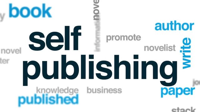 Self publishing animated word cloud, text design animation.