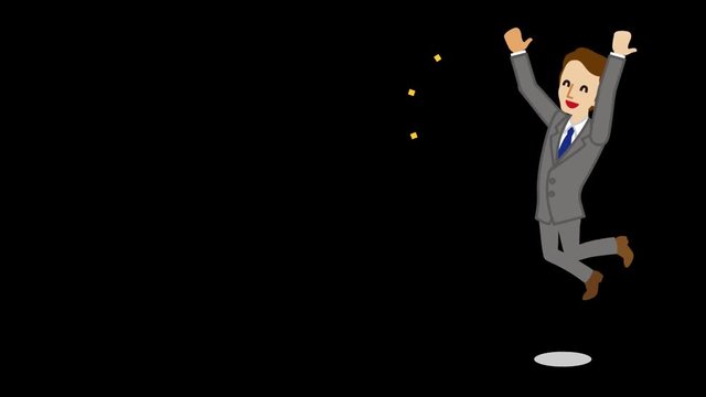 Alpha channel - Joyful jumping Businessman animation