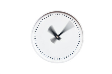 round white clock without numbers on white isolated background