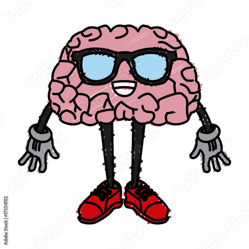 "Cute brain cartoon icon vector illustration graphic design" Immagini e