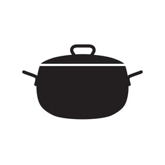 black cooking pot icon- vector illustration