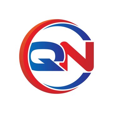 qn logo vector modern initial swoosh circle blue and red