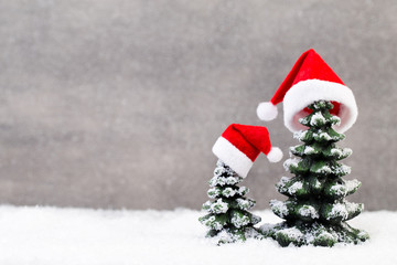 Christmas background. Christmas star and santa hat. Greeting card.