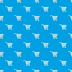 Basket on wheels pattern seamless blue