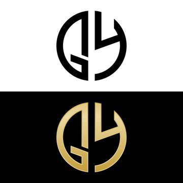 qy initial logo circle shape vector black and gold