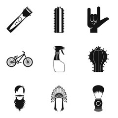 Cactus icons set, simple style