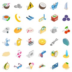 Crescent icons set, isometric style