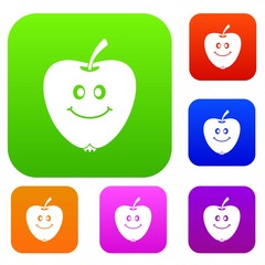 Smiling apple set color collection
