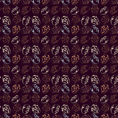 face emotion hand drawn pattern background with brown color