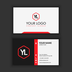 Modern Creative and Clean Business Card Template with Red Black color