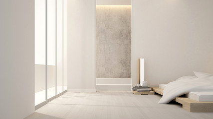 bedroom and living area in hotel or apartment - clean design - Interior design - 3D Rendering