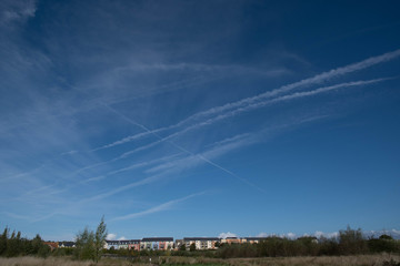 vapour trails in the sky