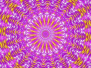 Kaleidoscope Mandala in purple, white, and yellow