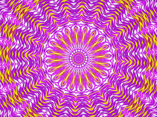 Kaleidoscope Mandala in purple, white, and yellow